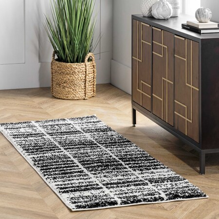 Nuloom Celyn Distressed Stripes Cozy Shag Area Rug 2ft 6in x 6ft GROC03A-2606